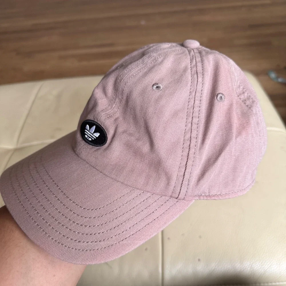 Adidas Originals Trefoil‎ Relaxed Strapback Hat Dusty Rose Pink Herringbone Cap